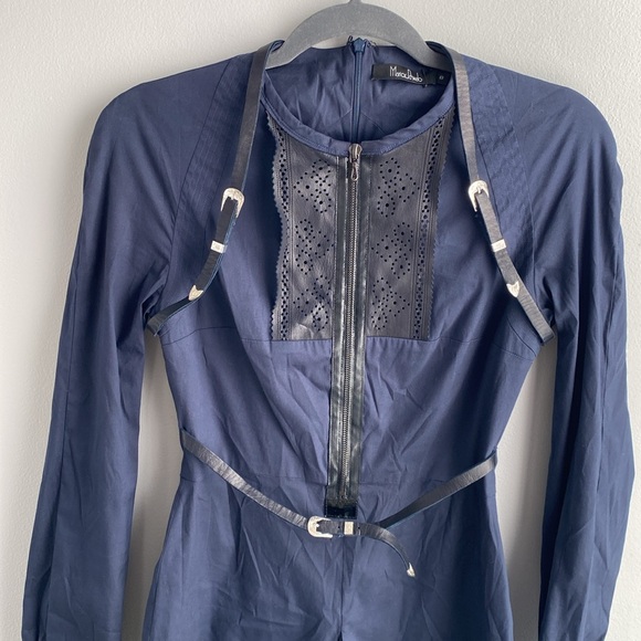 Marios Schwab Navy Belted Dress - Picture 3 of 16